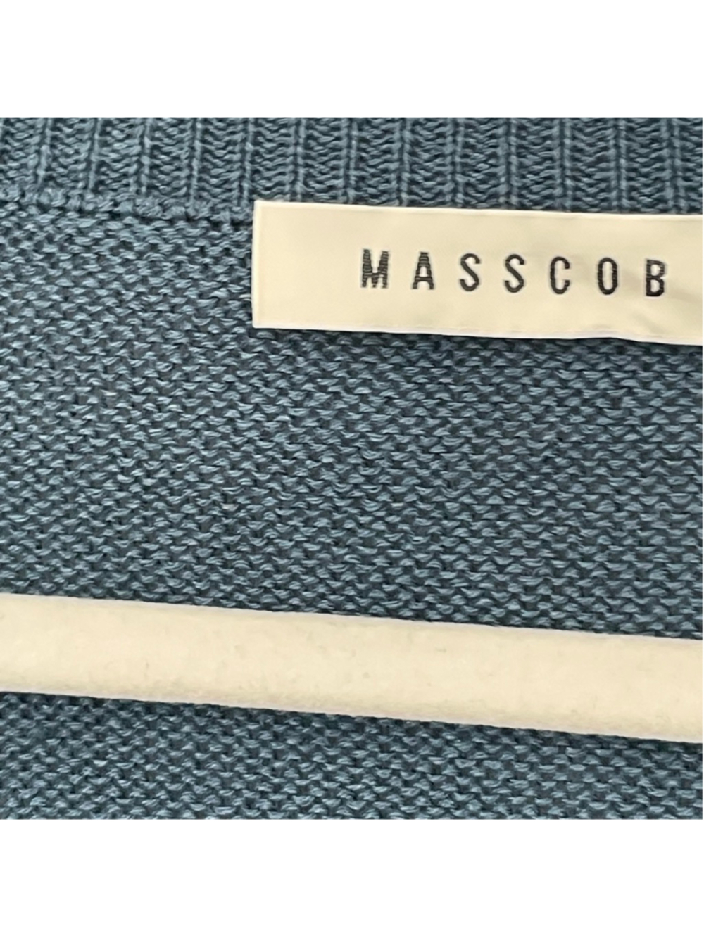 Masscob Linen Cotton V Neck Sweater M Blue Oversized Crop - Picture 4 of 11